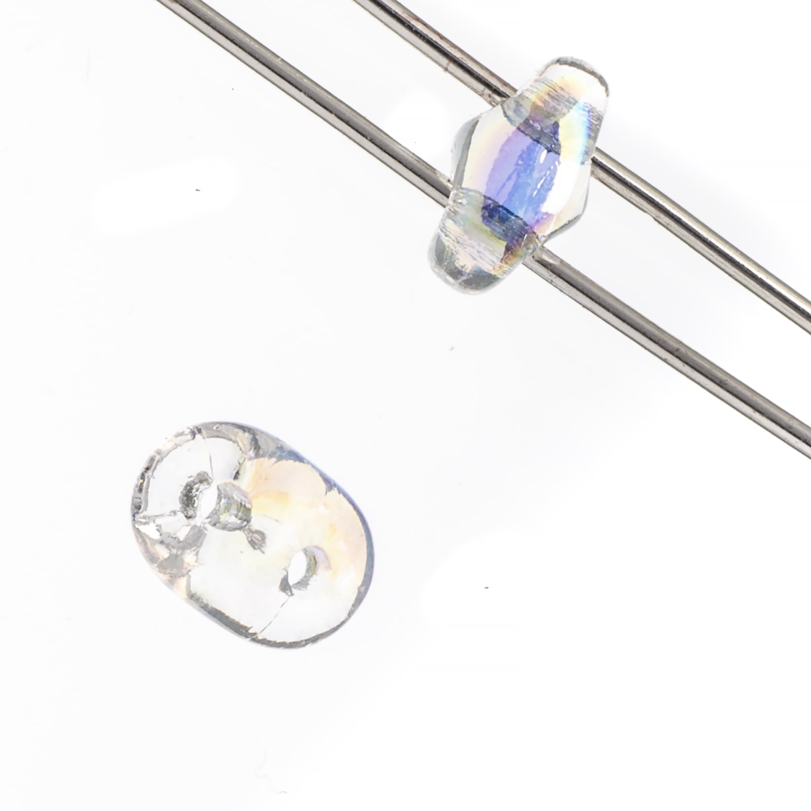 John Bead 100g Czech Glass Superduo 2-Hole Beads 2.5x5mm Crystal AB