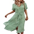 thumbnail image 1 of Femmes Bouton Midi Robe Manches Courtes Imprimé Floral Chemise Robe, 1 of 6