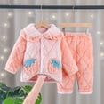 thumbnail image 2 of Bowake Pajama Set For Girls Thick Fuzzy Buttons Down Sleepwear Set Toddler Fall Winter Loungewear Set, 2 of 6