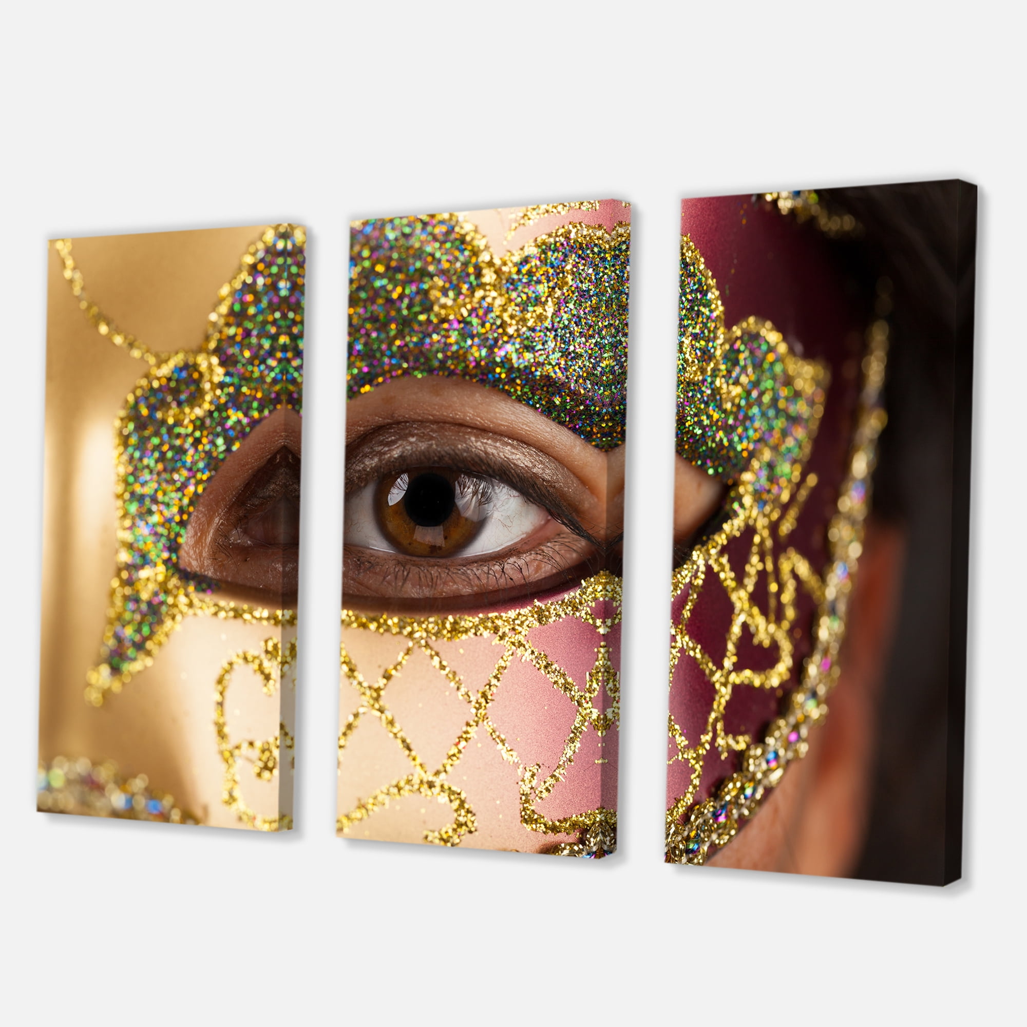 Designart ' Girl With Venetian Mask ' Modern Canvas Wall Art Print