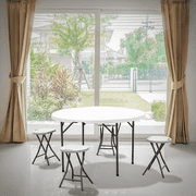 MoNiBloom 4Ft Portable Round Foldable Table, Folding Plastic Desk with Carry Handle and Lock, White