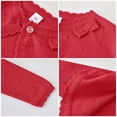 thumbnail image 4 of OBEEII Kids Girls Crochet One Button Cardigan Knitted Cropped Shawl Coat Long Sleeve Cover Up Little Girls Clothes, 4 of 10