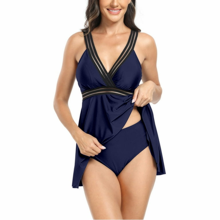 TrendVibe365 Swimsuit Dress Women Two Piece Navy 2 Piece Swim Dress V Neck Solid Swimwear Beachwear S - Walmart.com TrendVibe365 Swimsuit Dress Women Two Piece Navy 2 Piece Swim Dress V Neck Solid Swimwear Beachwear S - Walmart.com