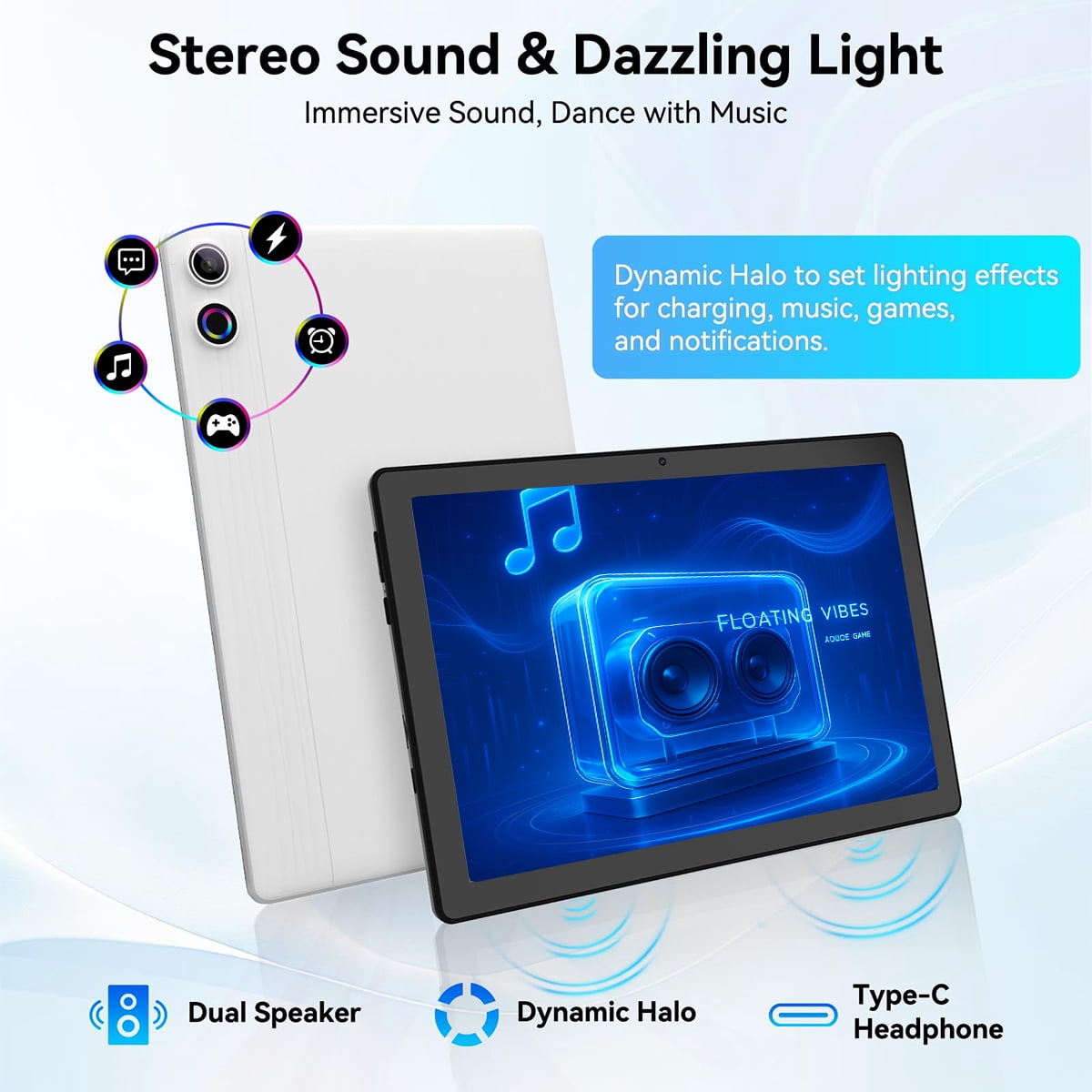 AEEZO 11 Inch Tablet 16GB RAM + 128GB ROM, Octa-Core Processor, Wi-Fi 6, Whie