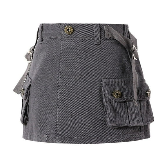 Hwmodou Toddler Baby Girls Dresses Kids Solid Color Cargo Skirt Low Waist Short Denim Jean Skirt Spirng Soft Comfy,18M-12Y