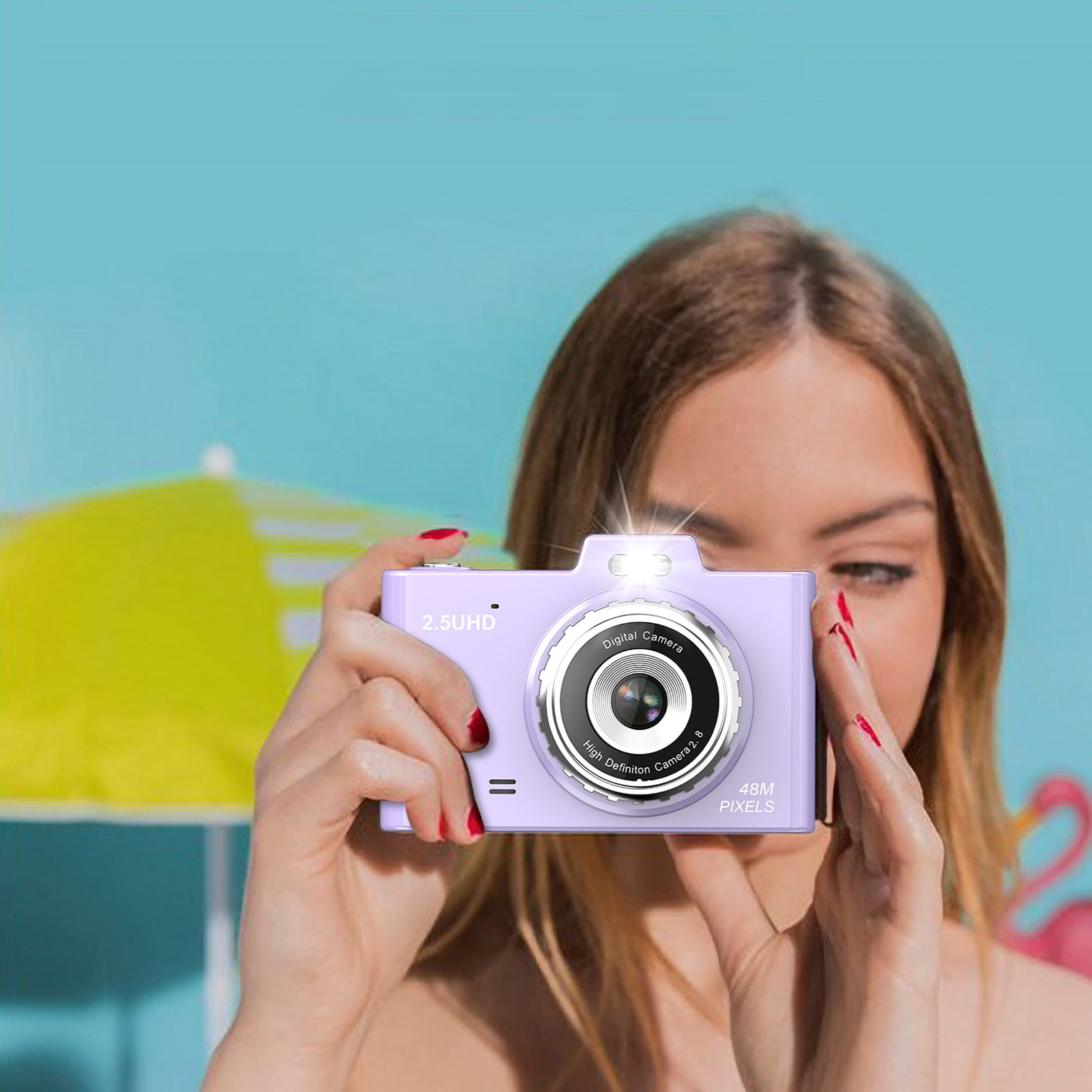 Yarino Digital Cameras for Photography Adults Digital Cameras 2.8-inch 4800W High-definition Large Screen 8X Digital Zoom Capables Of Photos Small Digital Motion Cameras,Purple