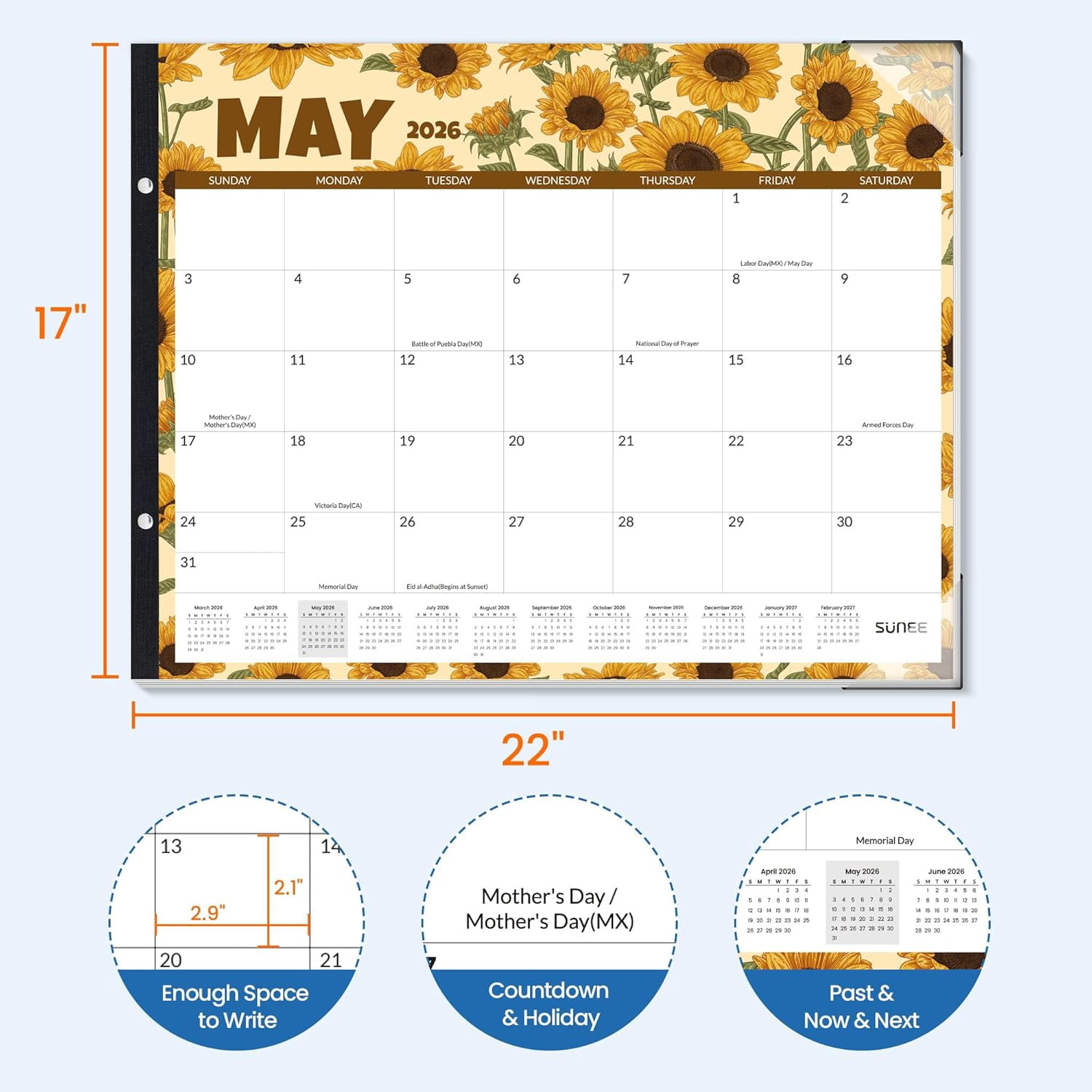 Desk Calendar 2026 Large 22x17 from April to December 2027, Extra Desktop Monthly Pad 21 Months For Teacher or Office, Top, Seasonal