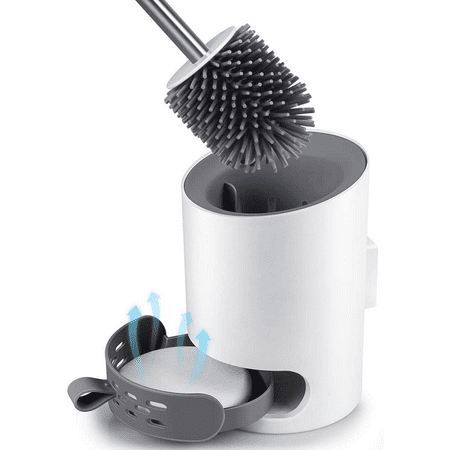 Toilet Brush And Holder Set Toilet Brush Wall Mounted Toilet Bowl Cleaner Brush Set for Bathroom Organization Soft Silicone Bristle Toilet Brush