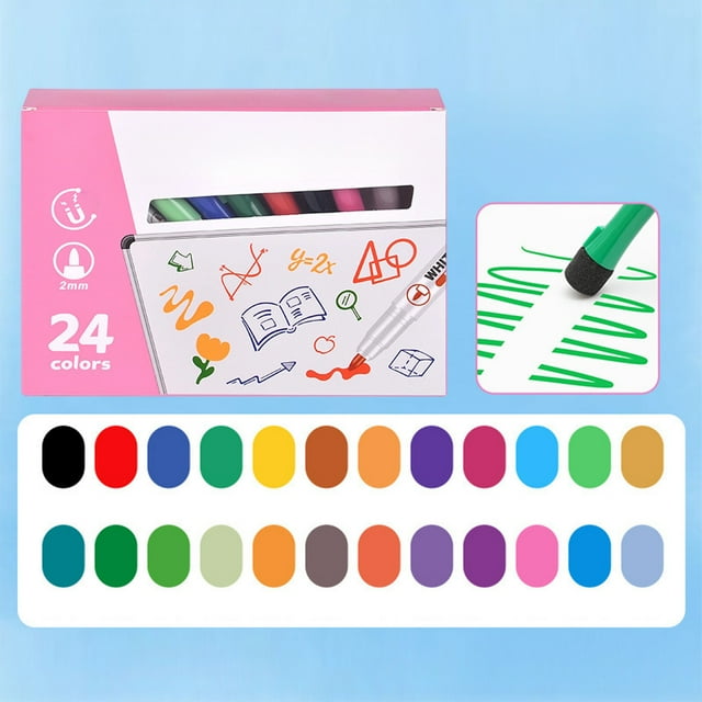 shyuyusa High Saturation Dry Erase Marker Bulk Pack, Smooth Writing Whiteboard Pen Set, Wear Resistant Ink Writing Tool for Office Teaching, Meeting Marking and Household Board Painting