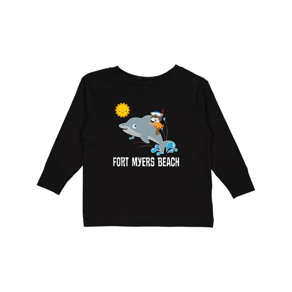 Inktastic Fort Myers Beach Florida Dolphin Boys or Girls Long Sleeve Toddler T-Shirt
