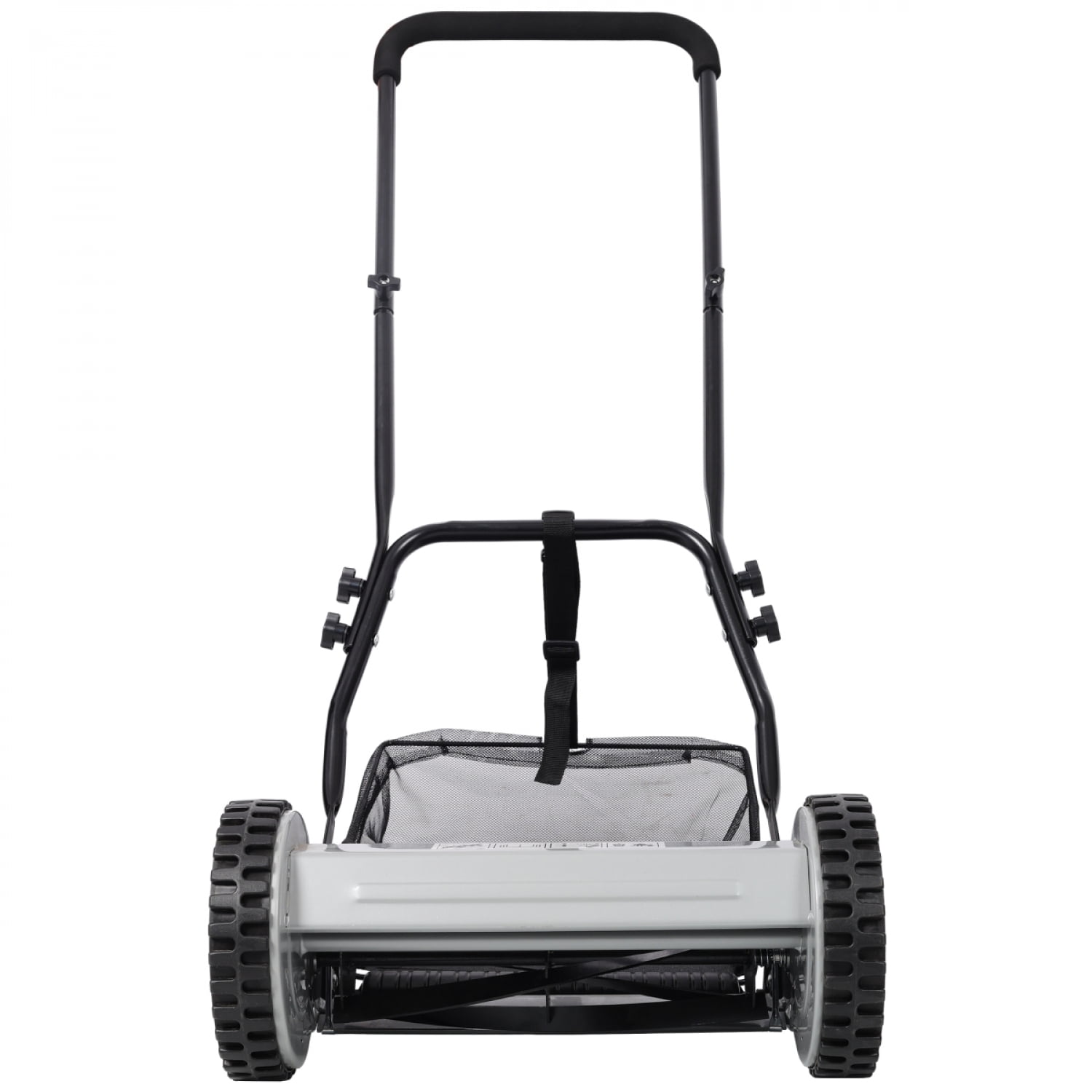 14 Inch 5 Blade Push Reel Lawn Mower with Grass Catcher Adjustable Height Manual Lawn Mower Gray