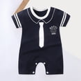 thumbnail image 2 of KPOPLK Baby Boys Clothes Newborn Romper Solid Short Sleeve One Piece Jumpsuit Infant Summer Spring Outfits(0-6 Months,Navy), 2 of 4