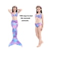 thumbnail image 3 of Mermaid Tails, Mermaid Tails For Swiming For Girls,4 PCS Girls Swimsuit Bathing Suits Bikini with Cover Up Birthday Gift for Girl 3-11 Years (Monofin not included.), 3 of 8