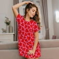 thumbnail image 3 of Naloa Love Heart Print Women Nightgowns,Womens Loungewear,Short Sleeve Sleepwear,Comfy Ladies Nightdress, 3 of 6