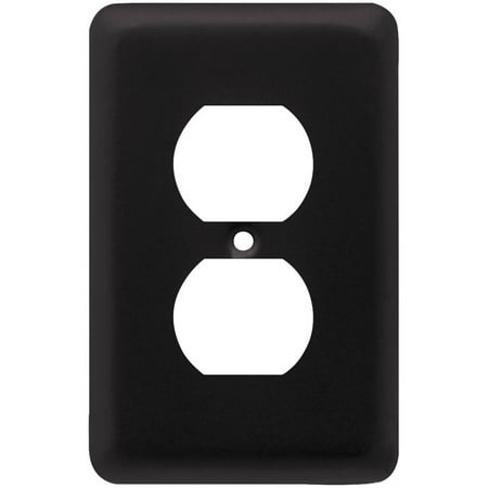 Steel Blank Wall Plate - Franklin Brass Stamped Round Single Duplex Wall Plate in Flat Black