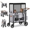 TouHeart 3-In-1 Wagon Stroller for 2 Kids, Foldable Stroller Wagon with Canopy, 5-Point Harness, Removable Reversible Seat, Grey（2026 Upgraded)