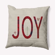 Simply Daisy Merry Red Colored Joy Filled Season Christmas Soft Spun Polyester Indoor/Outdoor Throw Pillow, 18" x 18"