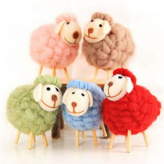 Creative Sheep Doll Wool Felt Home Props Christmas Decoration Little Sheep Kids Wool Felt Doll Toy