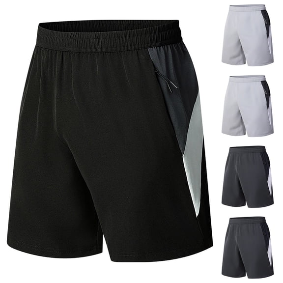 Sookity Mens Quick Dry Athletic Shorts Elastic Waist Hiking Shorts Solid Color Summer Shorts Casual Lightweight Beach Shorts with Pockets Black,L