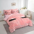 thumbnail image 3 of Manfei Chic Sequin Print Twin Bedding Sets 7-Piece,Abstrat Eyes Diamond Design Bedding Comforter Set,Pink Silver Black Sheet Sets For Teens,Luxury Bedroom Decor Reversible, 3 of 8