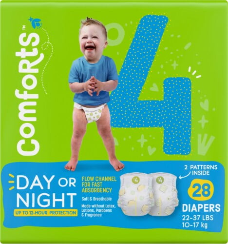 2X - Comforts Jumbo Baby Diapers Size 4 (22-37 lbs)