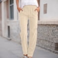 thumbnail image 2 of Women High Waisted Wide Leg Pants - Casual, Drawstring Elastic, Comfy, Straight Leg, Long, with Pockets, Polyester, for Various Occasions, 2 of 5