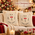 thumbnail image 5 of LOMYOLO Christmas Throw Pillow Covers 20x20IN Set of 2, Soft Faux Fur Holiday Decorative Pillow Covers for Couch Sofa Bed 3D Embroidered Couch Cover Home Decor Pillow Covers - Cute Gingerbread, 5 of 8