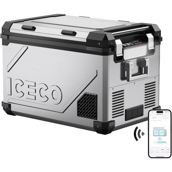 ICECO APL55 Dual Zone Portable Refrigerator Bluetooth Controlled, 55 Liter 12v cooler with SECOP Compressor
