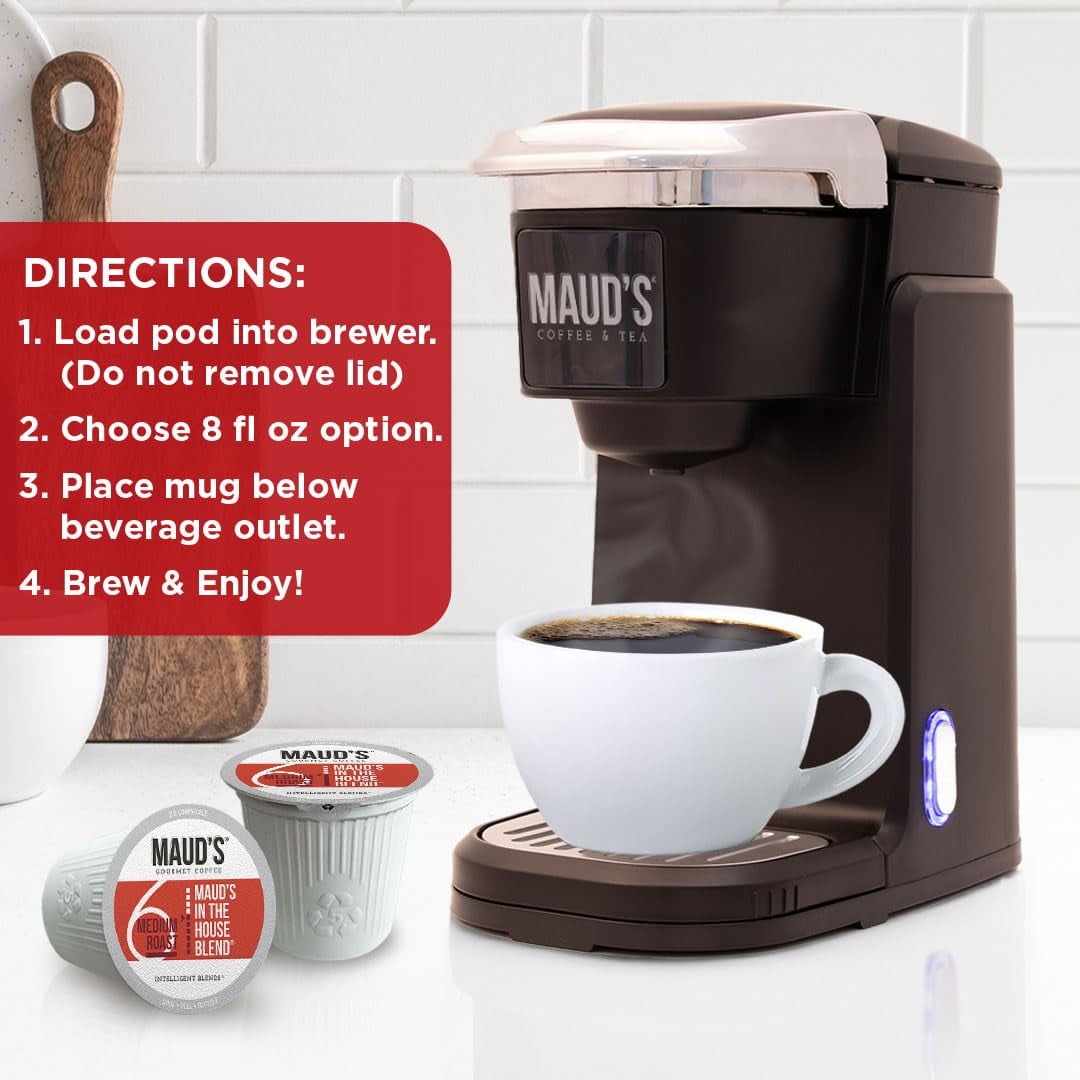 Maud's Medium Roast Coffee Pods, 50ct, Single Serve Pods – 100% Arabica Coffee, Compatible with Keurig K Cups Maker