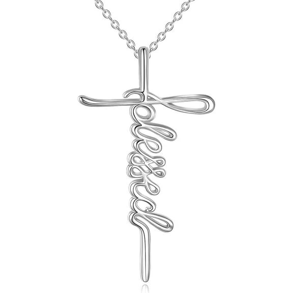 DOLIOX Cross Necklace for Women 925 Sterling Silver Faith Hope Jesus Necklace Religious Jewelry Christian Gifts for Women