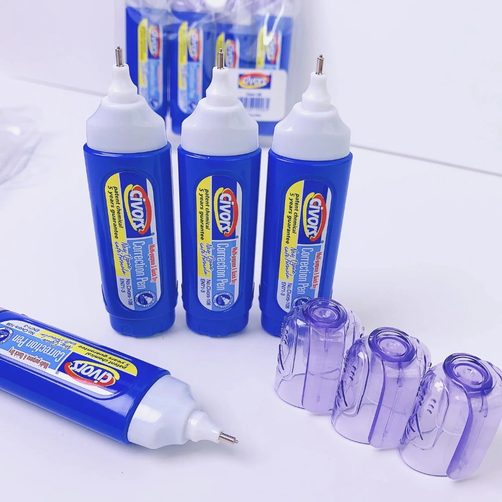 4-Piece Correction Fluid Set: Strong Coverage, Quick-Dry, Smudge-Proof – Ideal for Error Correction