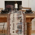 thumbnail image 2 of Table Runner Dresser Scarves 72 Inch Long, Rustic Countryside Star Wood Barn, Red Berry Linen Dining Table Runners Vintage Farmhouse Tabletop Scarf for Wedding Holiday Party Kitchen, 2 of 7