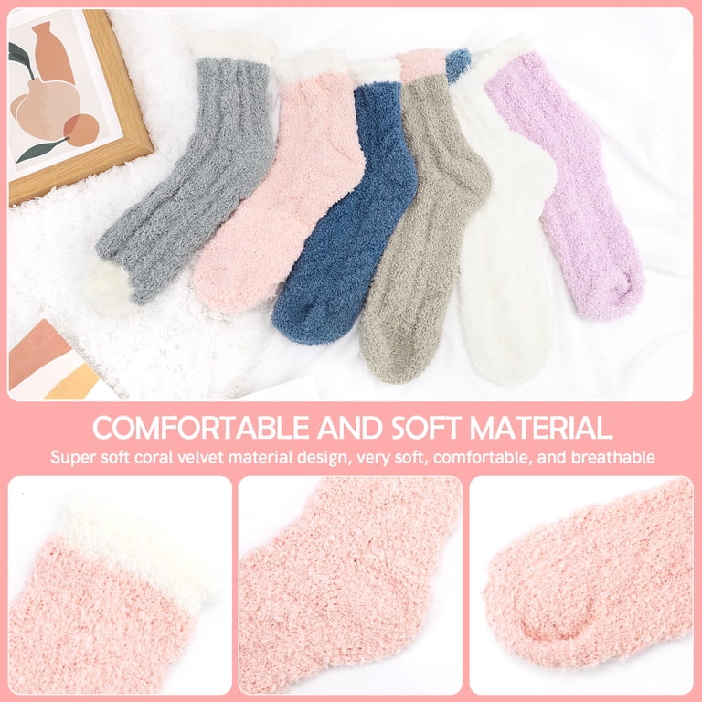 Backche Unisex Fluffy Fuzzy Warm Slipper Socks For Men Women, Thick Fleece Lined Non-Slip Socks Indoor Floor Black