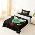 thumbnail image 5 of jejeloiu Luna Moth Twin Sheets For Girls,Floral Moon Pattern Bedding,Black Green Red,3 Pieces,1 Fitted Sheet and 1 Pillowcase, 5 of 6