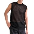 thumbnail image 2 of Mens Knit Sleeveless Tank Tops Mesh Fishnet Casual Hollow Out T Shirts Beach Summer See Through Crew Neck Tee Tops Big and Tall Size M-4XL Black, 2 of 5