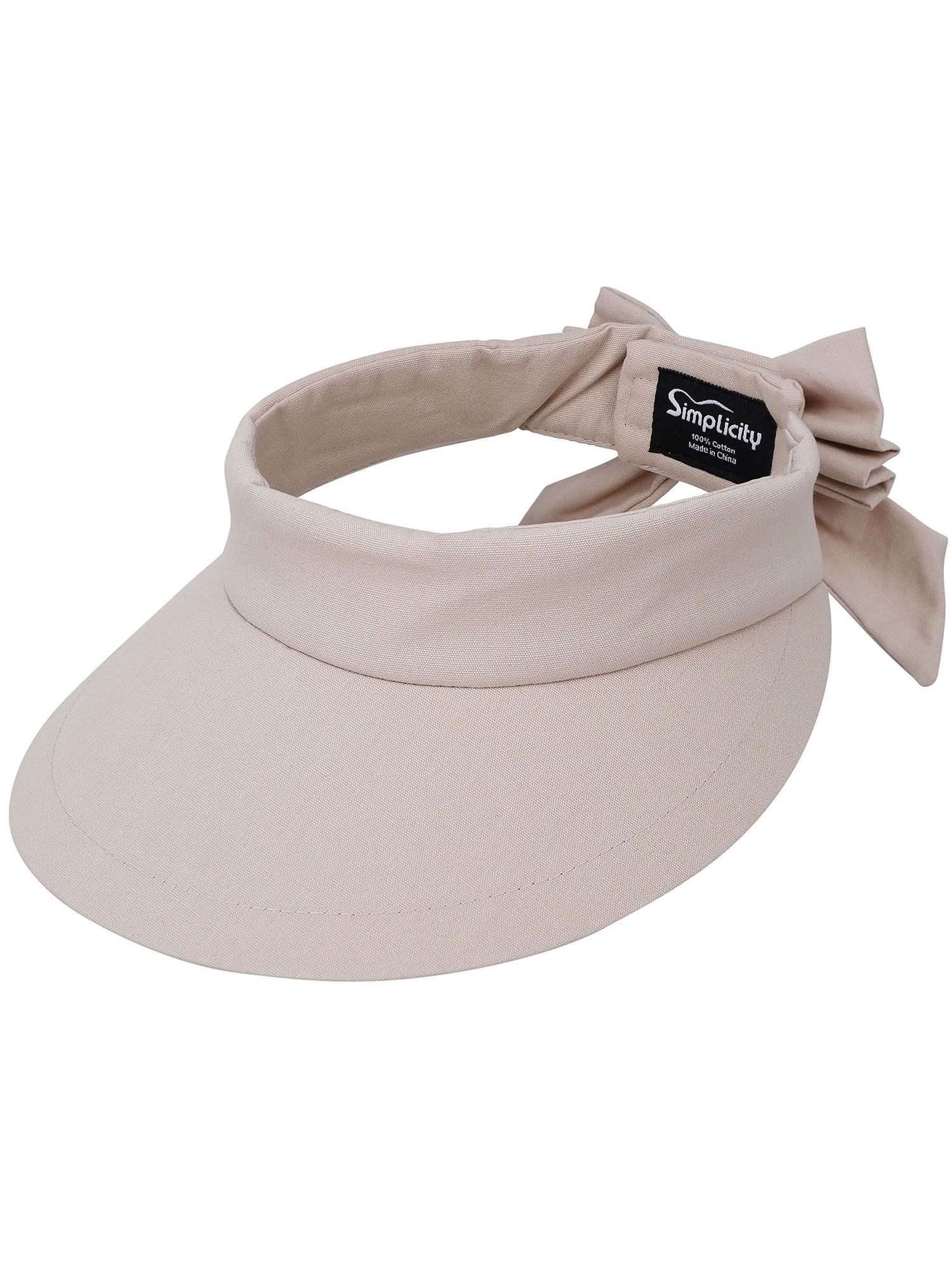 Women's SPF 50+ Protection Wide Brim Beach Sun Visor Hat,Beige
