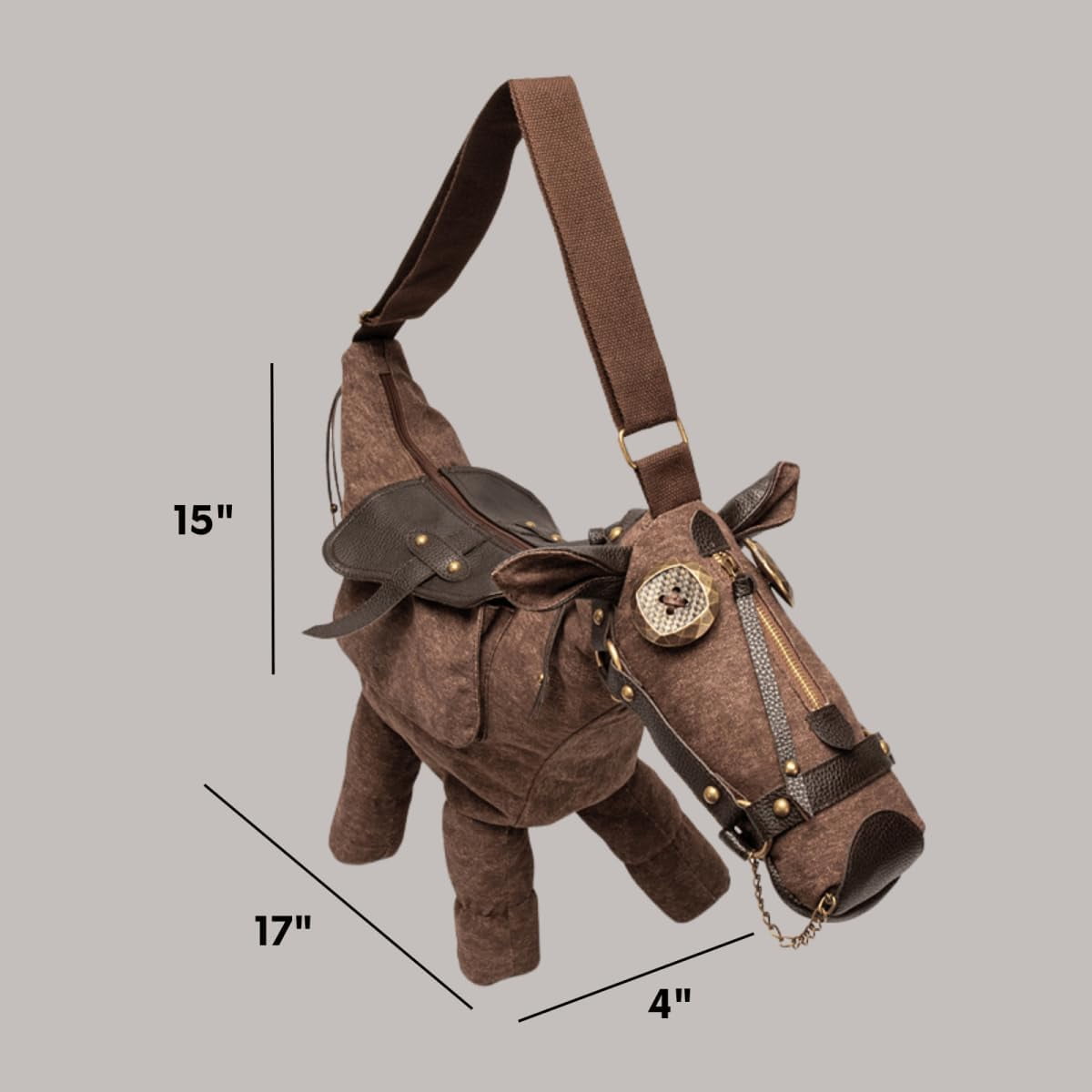 Baguery Western 3D Horse Crossbody Bag - Retro Cowboy Ranch Shoulder Purse with Adjustable 47" Strap (17×15×4")