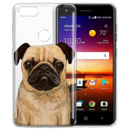 FINCIBO Soft TPU Clear Case Slim Protective Cover for ZTE Blade X Z965, Clear Pug