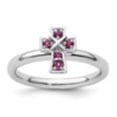 thumbnail image 2 of Auriga 925 Sterling Silver Rhodium Rhodolite Garnet Cross Ring for Women Size- 8, 2 of 6