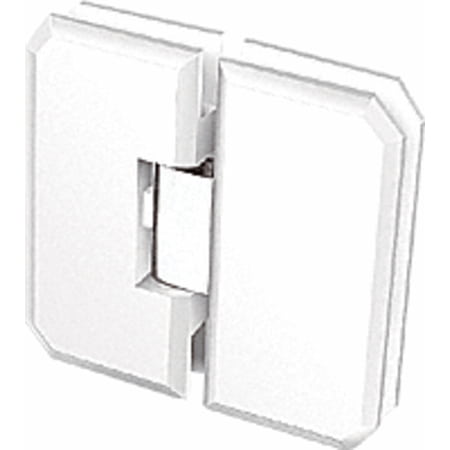 White 180 Degree Center (CRL White With Chrome Center Block Monaco 180 Series 180 Degree Glass-to-Glass Hinge Swings In and)