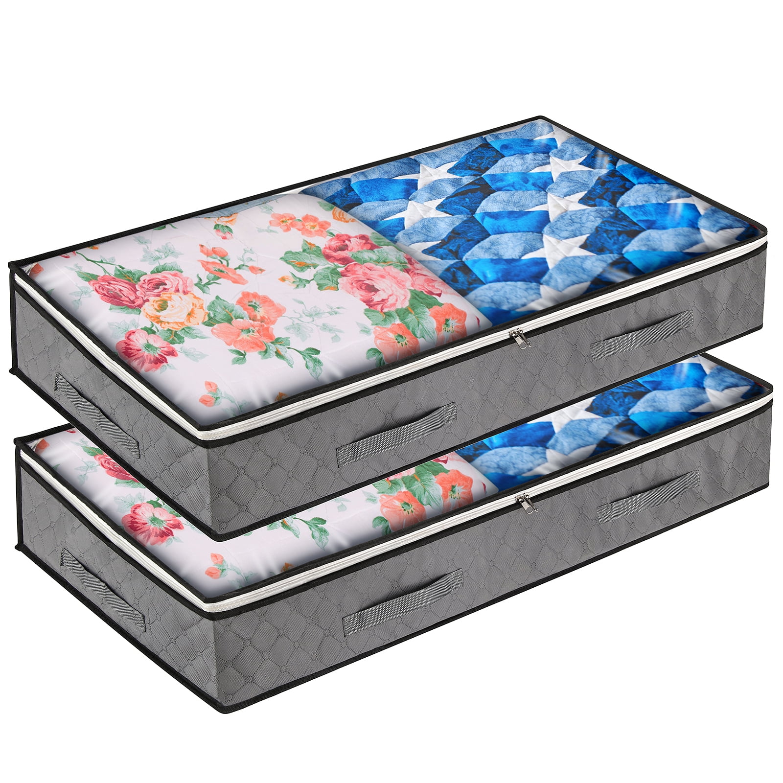 Storage Bins with Lids – Fabric Storage for Clothes, Shoes, Pillows, Blankets - 2 Drawer Storage for the Closet – Heavy-Duty 2 Way Zipper – 2pcs