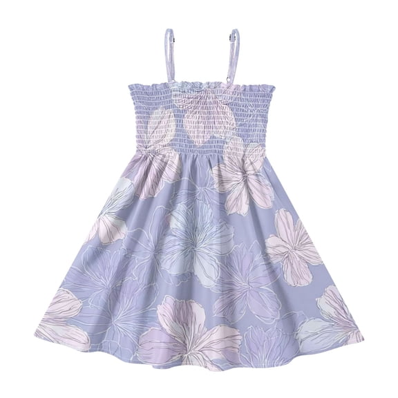 Ttyddzy Woman' Casual-Dresses Sleeveless Camisole A-Line Dress for 2Y-7-8Y，Light Purple Flowers