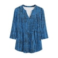 thumbnail image 6 of Craaazy Women's Relaxed Fit V Neck Blouse, Printed 3/4 Sleeve Pleated Tops, Comfy Casual Pullover for Spring & Summer Gifts, 6 of 8