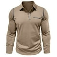 thumbnail image 4 of COSFO Men T Shirts Casual Long Sleeve Solid Cotton Tops Button Loose Pullover Collared Men Classic T-Shirt, 4 of 5