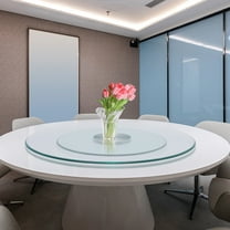 DENEST 23.62inch Round Lazy Susan Turntable, Tempered Glass Rotating Tray Serving Plate