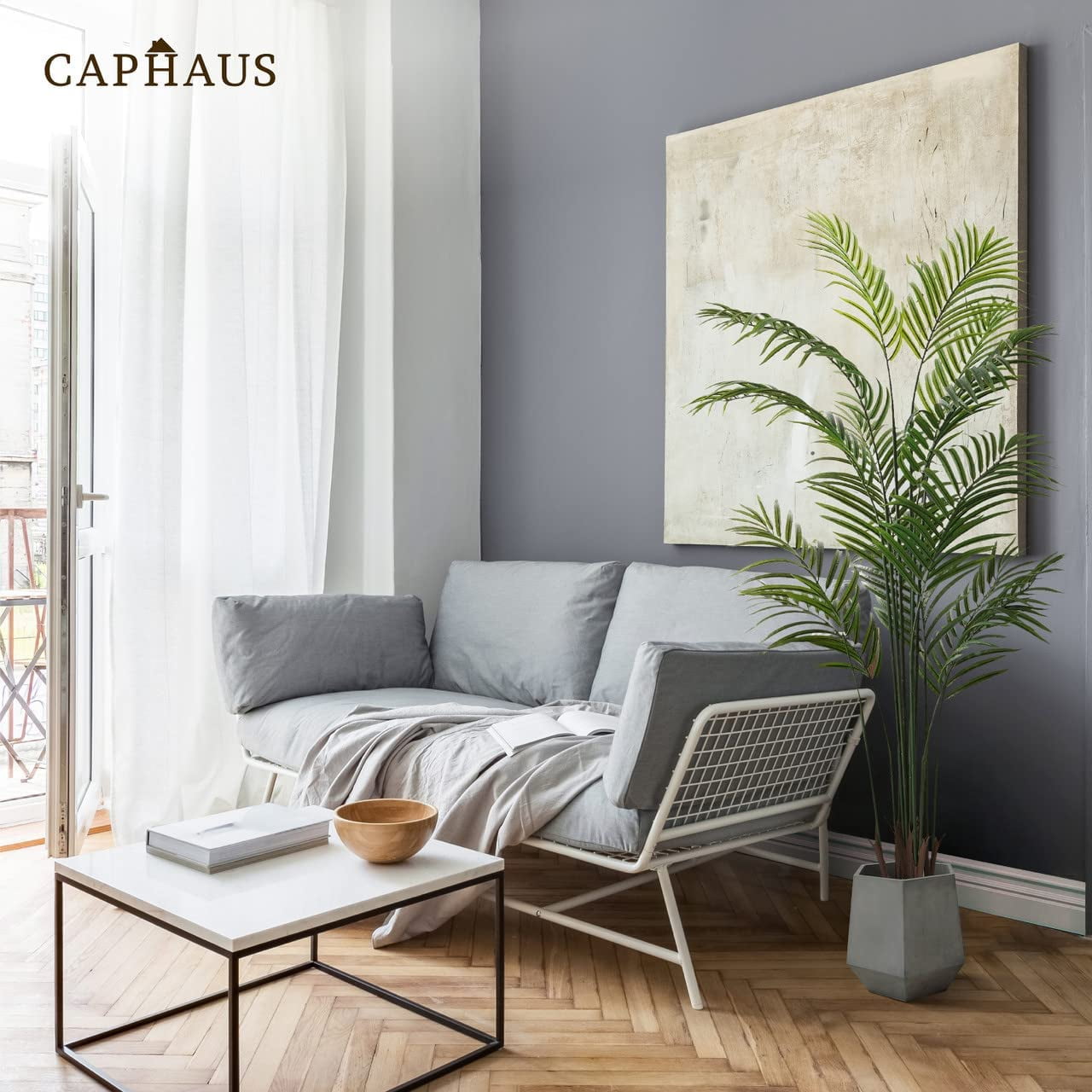 7 Feet, 84 Inch Artificial Palm Tree with 18 Trunks, Faux Dypsis Lutescens Plant, Faux Potted Tree, Plant in Pot with Dried Moss, Indoor Gift for Housewarming, Home, Office