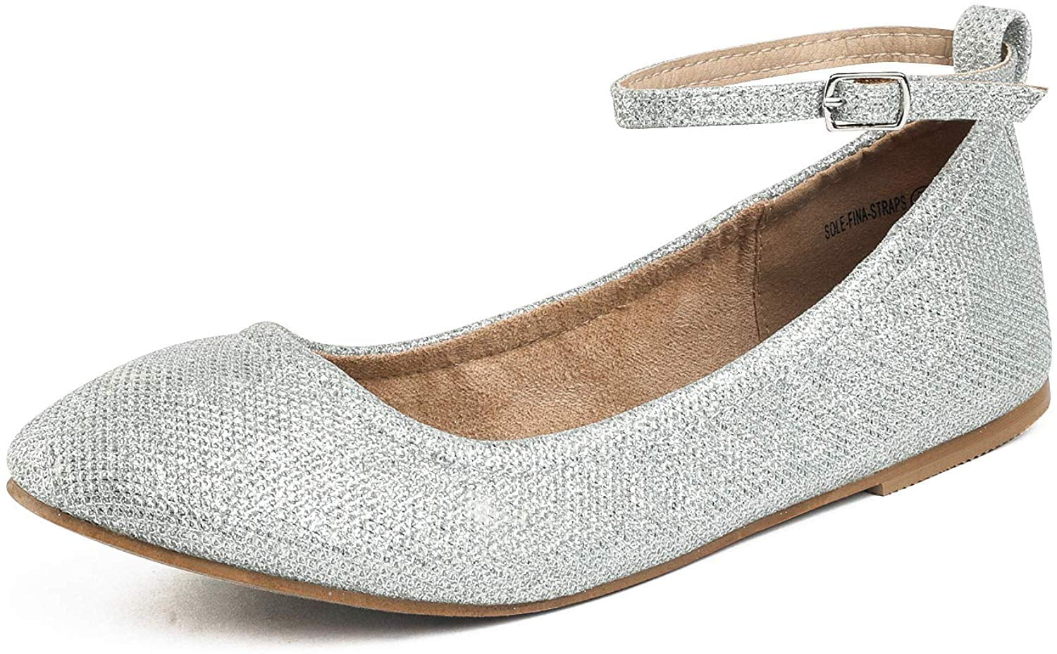 silver flats with ankle strap