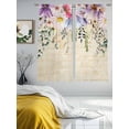 thumbnail image 3 of Wild Flowers Sheer Curtains 63 Inch Length 2 Panels Set Window Treatments, Vintage Country Floral Leaf Plant Beige Rod Pocket Semi Curtains for Living Room/Bedroom/Kitchen Décor, 104"W x 63"L, 3 of 7