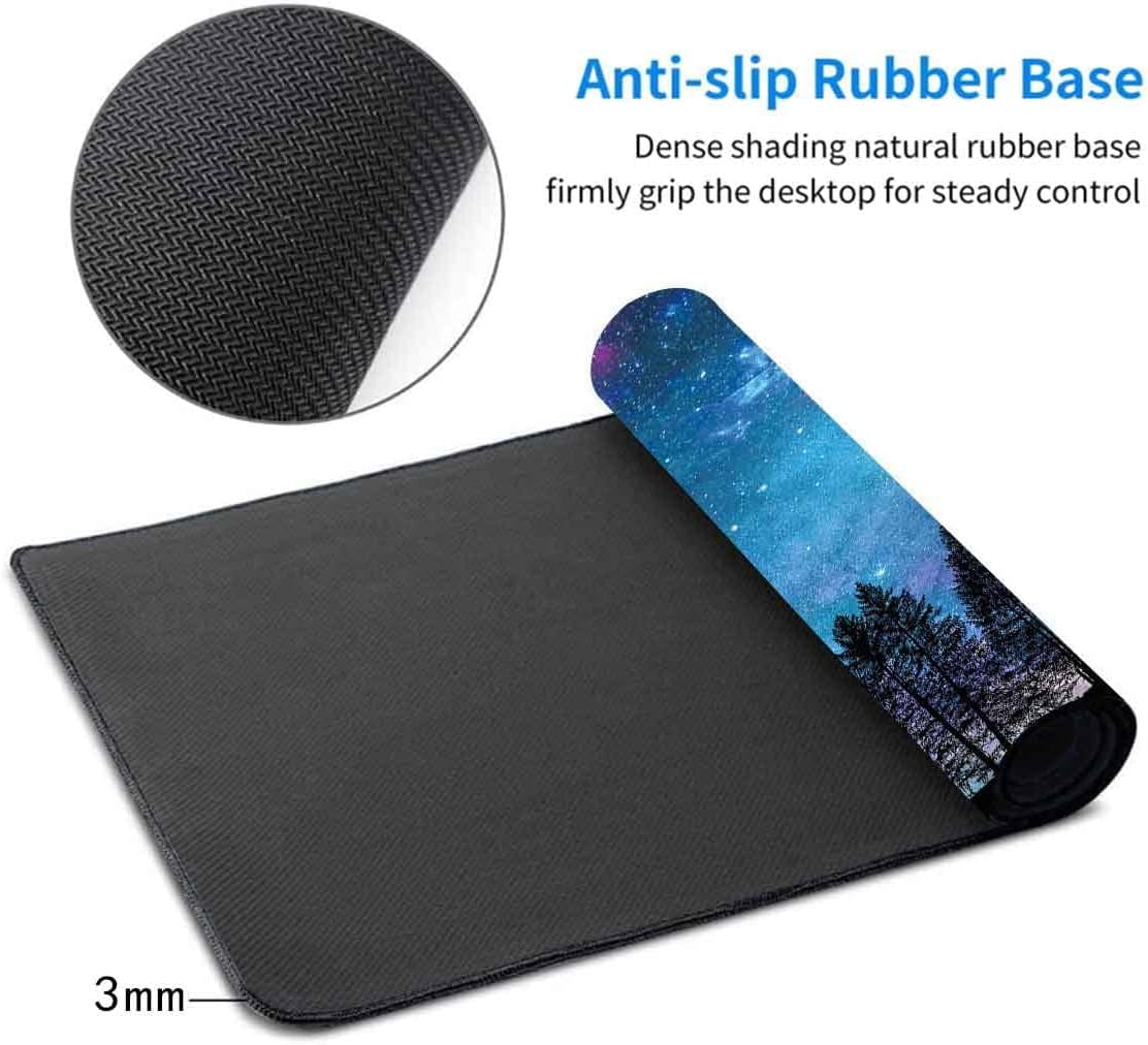 31.5x11.8x0.12 Inches Star Mouse Pad Fairytale Fantasy Universe Plant Forest Pattern Rubber Gaming Mouse Pad,with Rubber Mouse Pad with Non-Slip Pad BDLSMN37