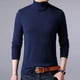 thumbnail image 3 of Suéter de cuello alto para hombre, suéter de color sólido cálido de grosor medio, camisa de base de pura lana para hombre, 3 of 5